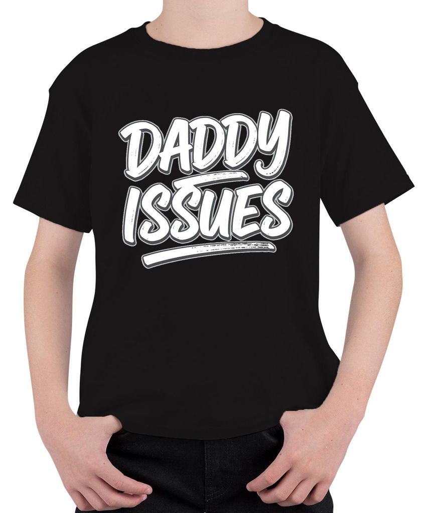 Daddy Issues lustig Geschenk Frauen Geburtstag sarkastisch Retro Uni Kinder T-Shirt, Schwarz, 116