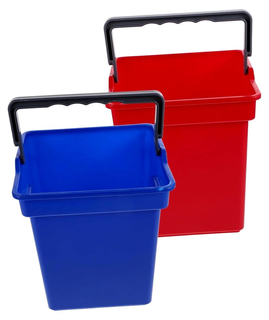 2 Stück Kunststoff-Reinigungseimer mit Griff 21,5 x 18,5 x 16 cm, multifunktionaler Abfalleimer für Reinigungswagen, wasserfester Haushaltseimer ...
