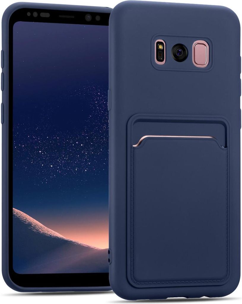 Conie Schutzhülle für Samsung Galaxy S8 Plus mit Kartenfach Tasche Case Cover Bumper Silikon Hülle in Blau