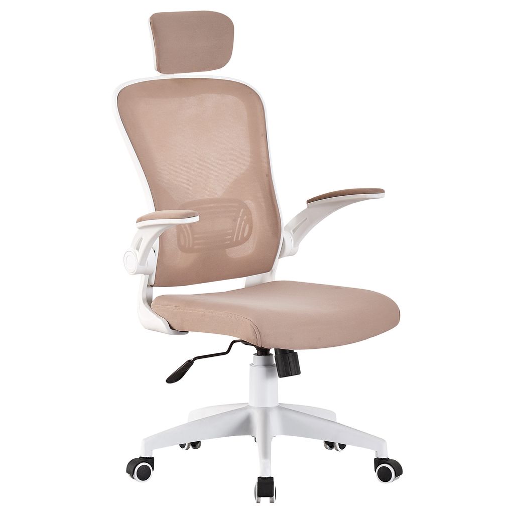 Bürostuhl Ergonomisch Drehstuhl Schreibtischstuhl Mesh Netzstoff office Stuhl,Farbe:Weiß / Taupe