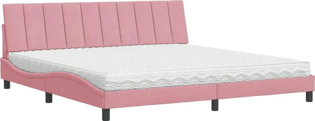 vidaXL Bett mit Matratze "Hanko" Rosa 200x200 cm Samt