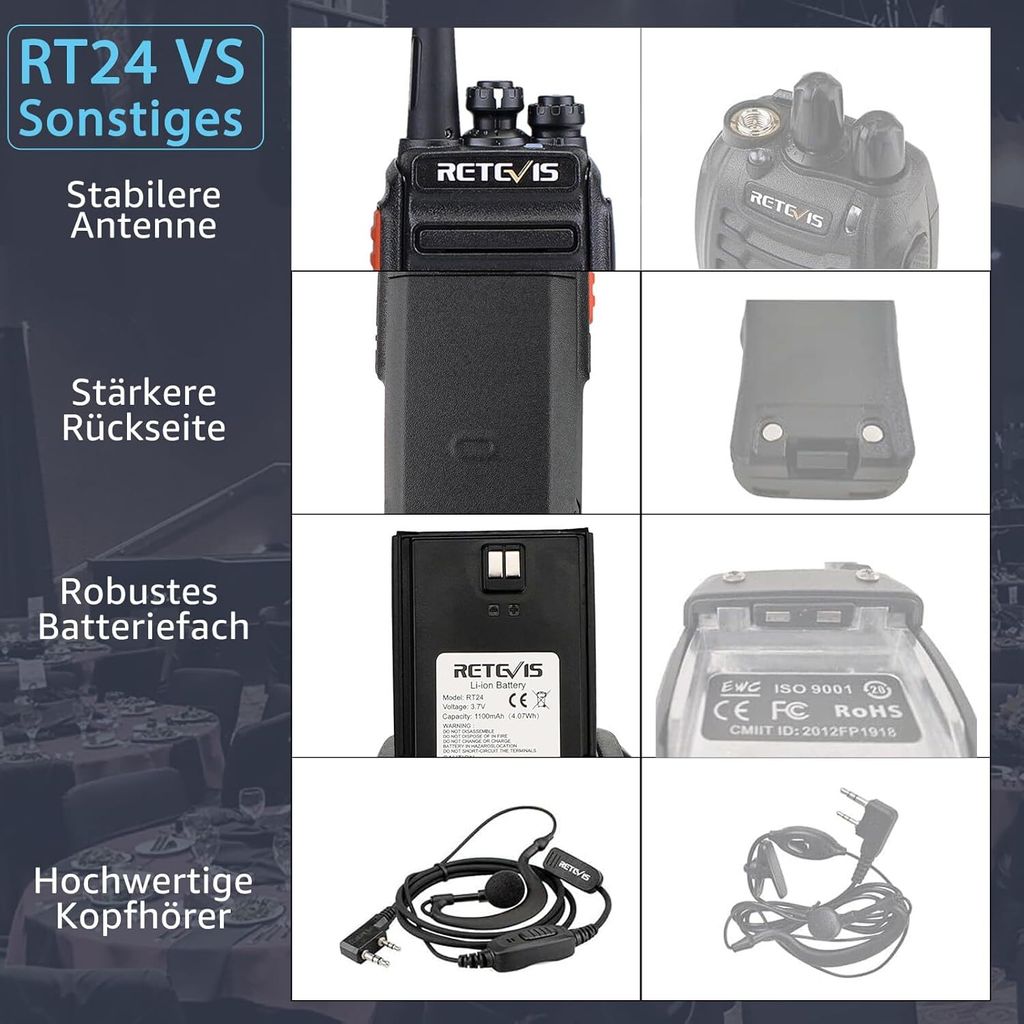 Retevis RT24 Vysílačky, PMR446 Bezplatné profesionální Obrázek produktu 6