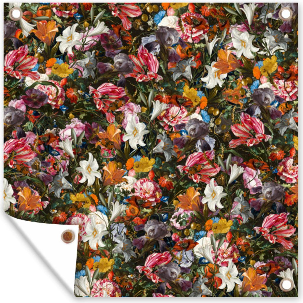 MuchoWow 100x100 cm Outdoor-Poster Gartendeko Sichtschutz Garten Poster für den Garten Blumen - Schmetterling - Design - Kunst - Abstrakt - Male...