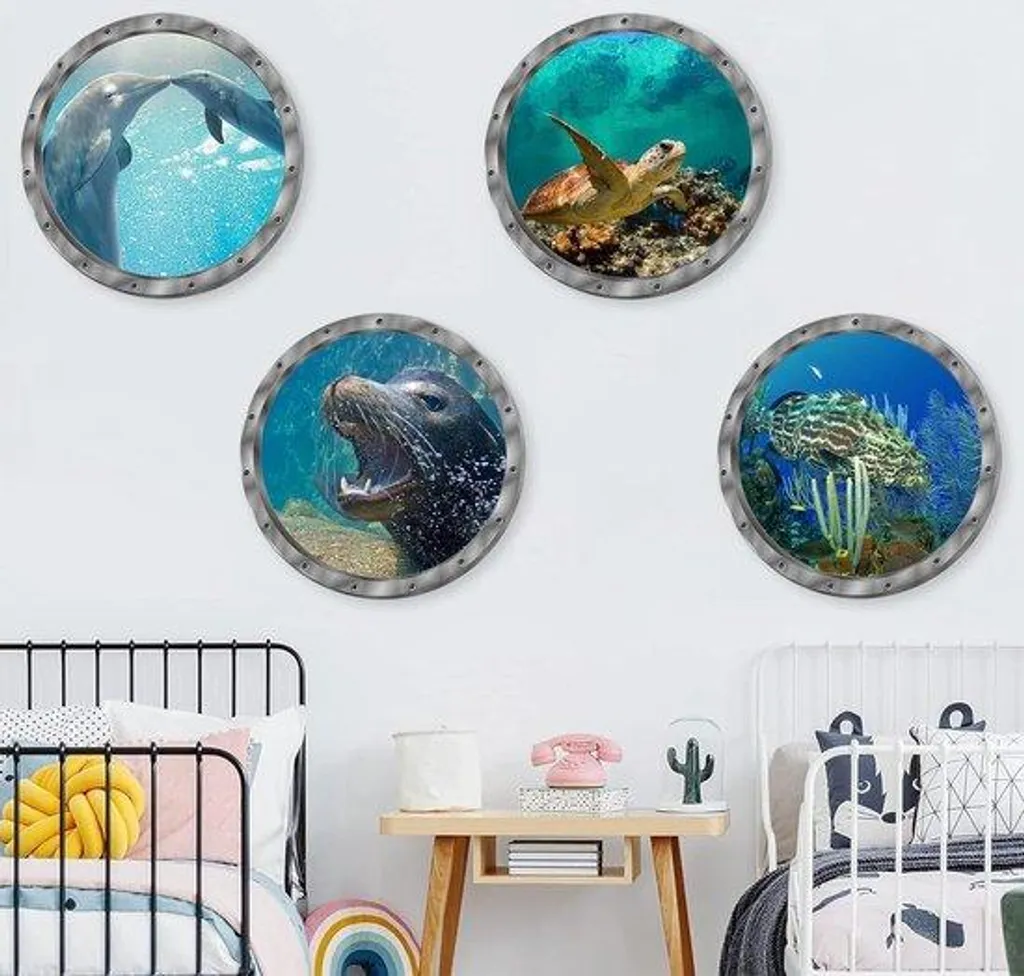 Sticker mural 3D Monde sous-marin sans trace pour masquer un mur