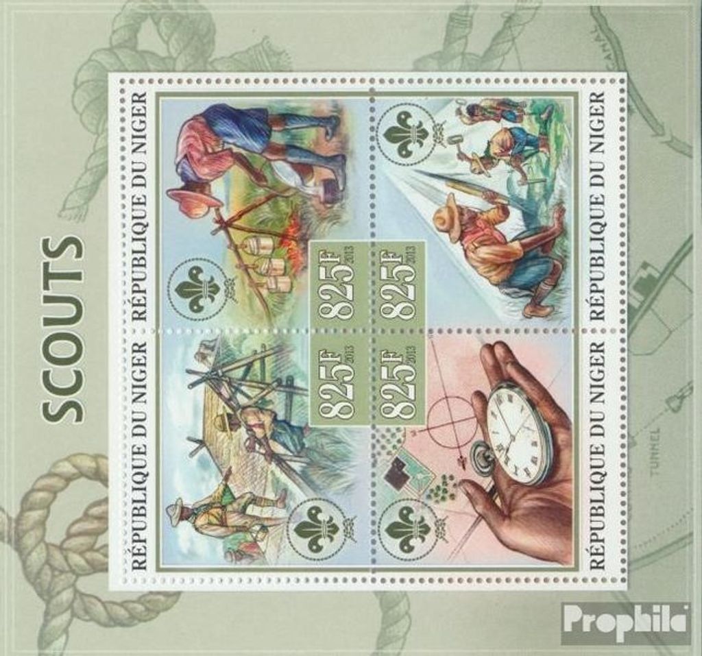 Briefmarken Niger 2013 Mi 2247-2250 Kleinbogen (kompl. Ausg.) postfrisch Pfadfinder
