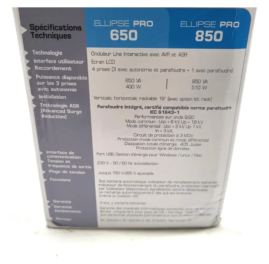 Eaton Onduleur Line Interactive 650VA - Ellipse PRO ELP650DIN - USB - 4