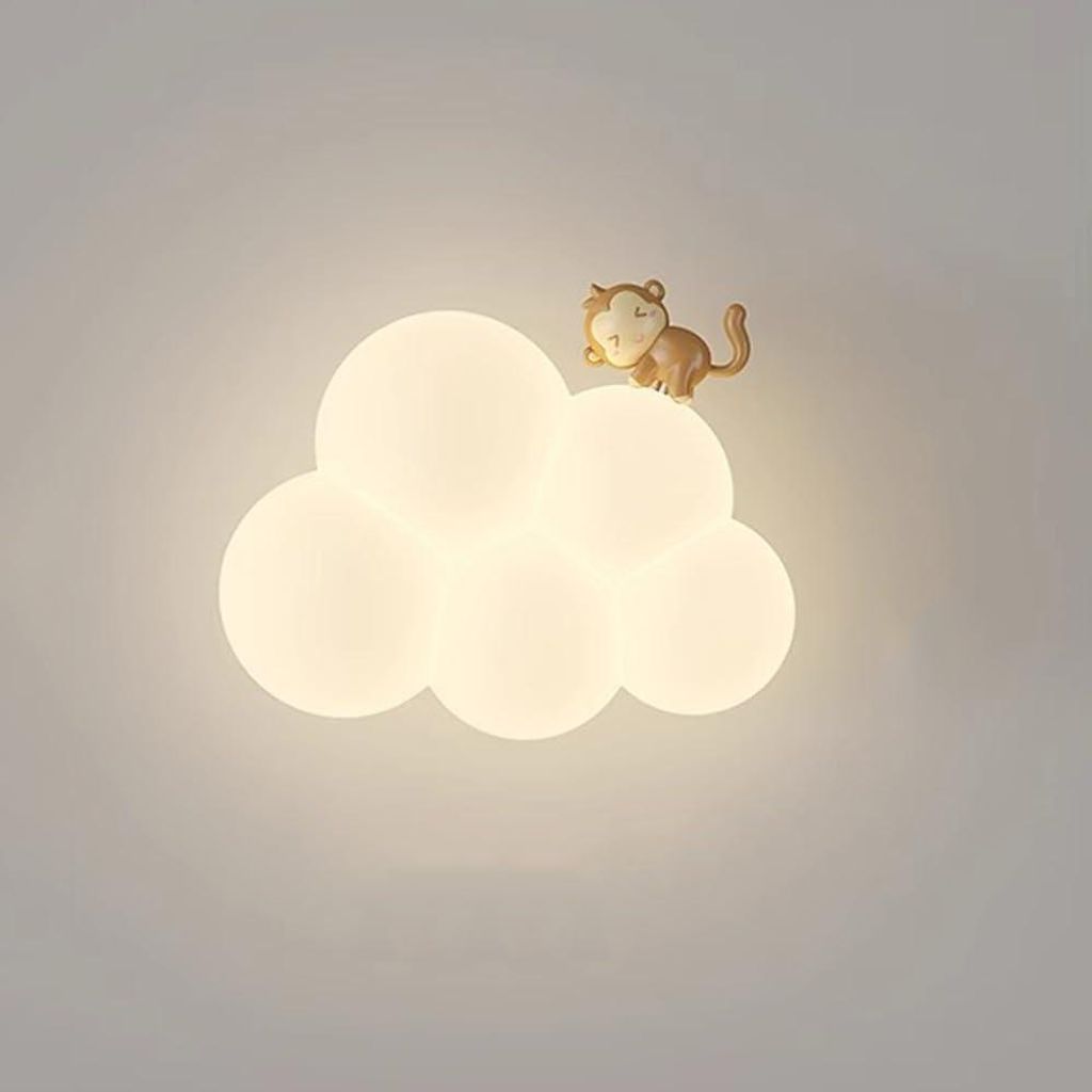 Wandleuchten für Mädchenzimmer, wolkenförmige Wandleuchten für Kinderzimmer, niedliches Cartoon-Tierdesign, milchweißer Lampenschirm, dimmbare...