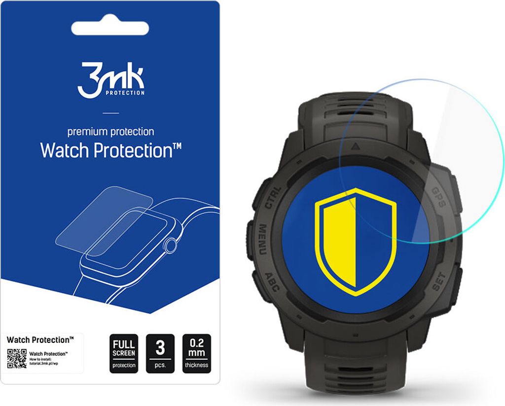 3mk Display Hybridglas Watch Protection für Garmin Instinct 0,2mm (3 Stück)
