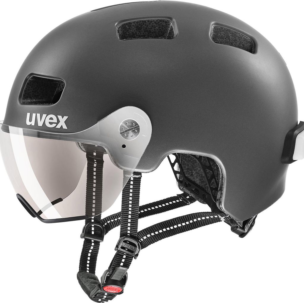 Uvex Unisex Erwachsene rush visor Fahrradhelm dark silver mat 55 58 cm Helm Highlight