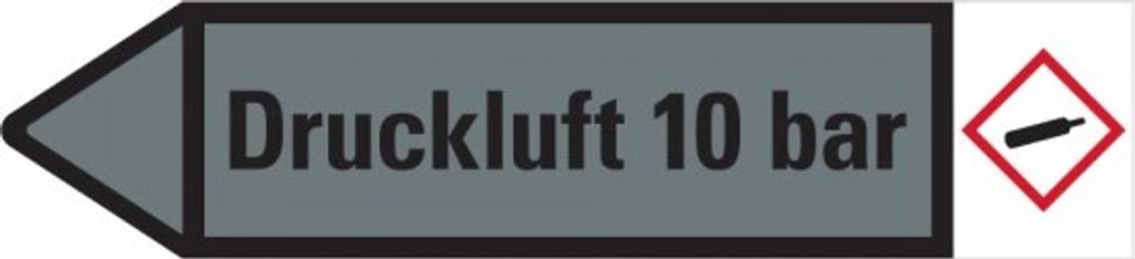 Dreifke Aufkleber I RKZ-Etikett Druckluft 10 bar, links, grau/schwarz, ab 90...