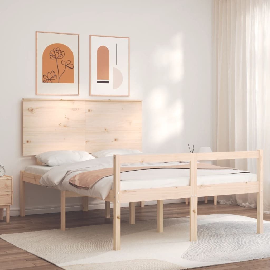 The Living Store Seniorenbett mit Kopfteil 140x190 cm Massivholz