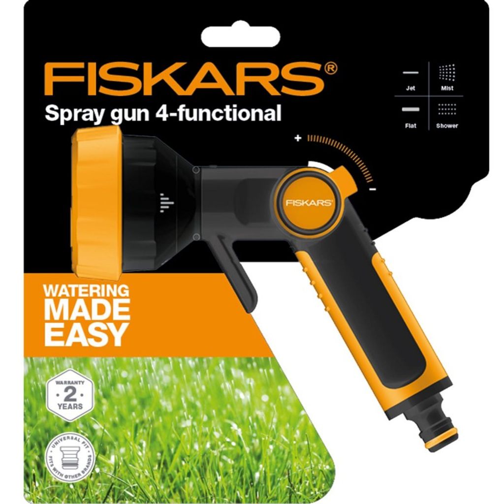 Fiskars Sprühpistole mit 4 Funktionen, Schlauchdüse, Produktbild 