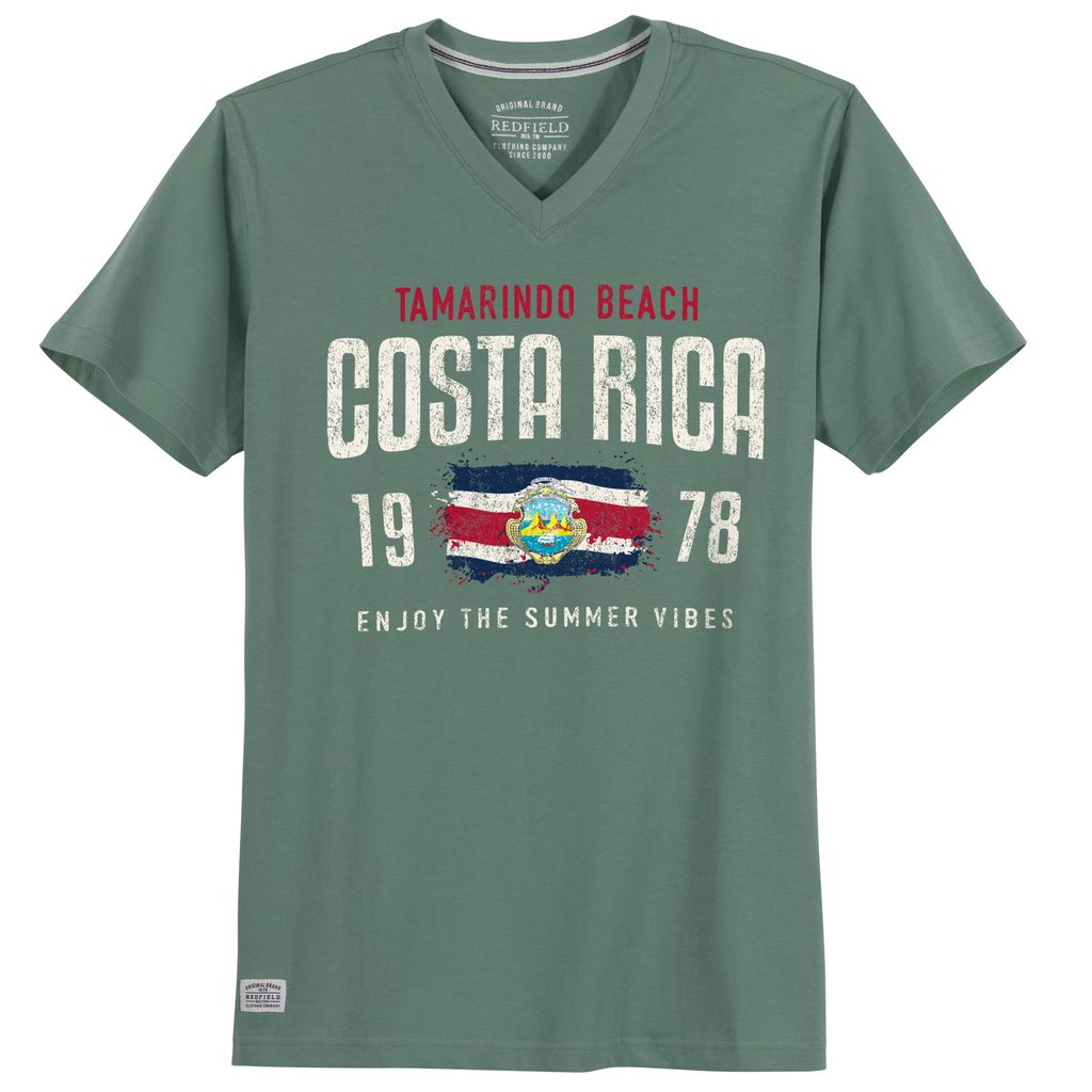 Redfield XXL T-Shirt V-Neck salbeigrün Costa Rica