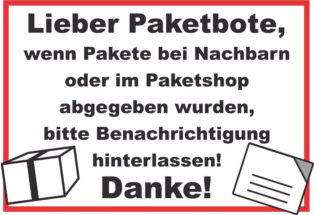 Wenn Pakete abgegeben Schild A4 Rückseite selbstklebend