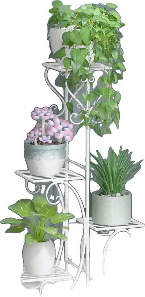 Support plantes métal blanc 4 niveaux - Fini l'encombrement des pots