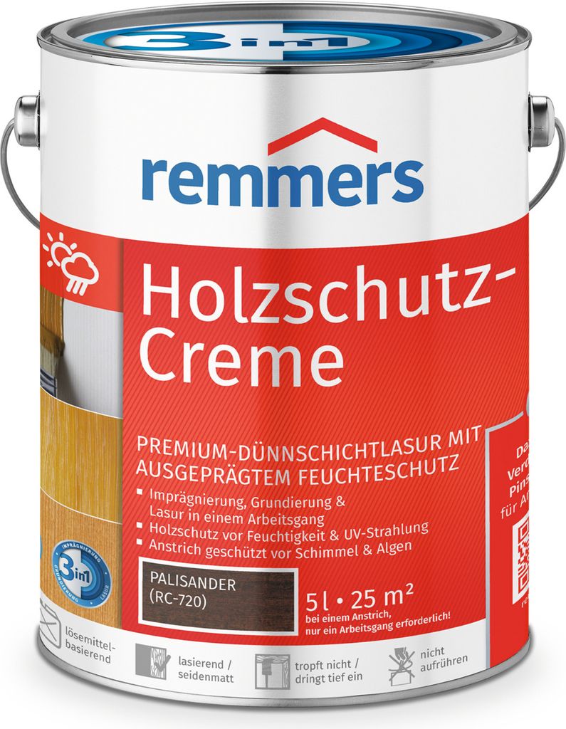 Remmers Holzschutz-Creme 3in1 palisander (RC-720) 5 l, Produktbild 