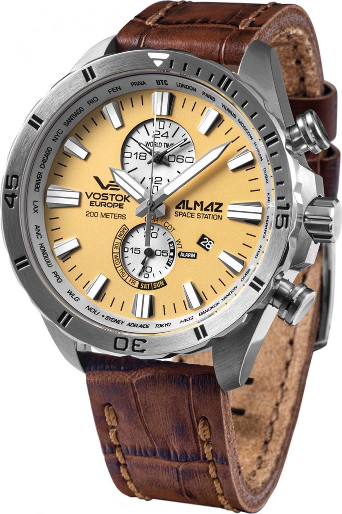 Herrenuhr VOSTOK EUROPE YM8J-320A655 in klassischem Braun, Produktbild 