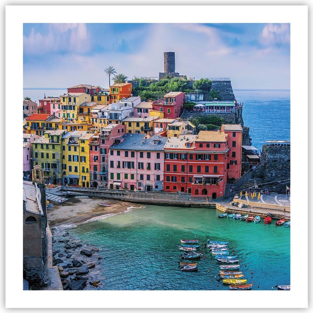 Poster - Poster ohne Rahmen - Farben Gebäude Italien - 60x60 cm - Wand Bild - Wanddeko - Wandbilder - Kunstposter - Wandposter - Bilder - Kunstdru...