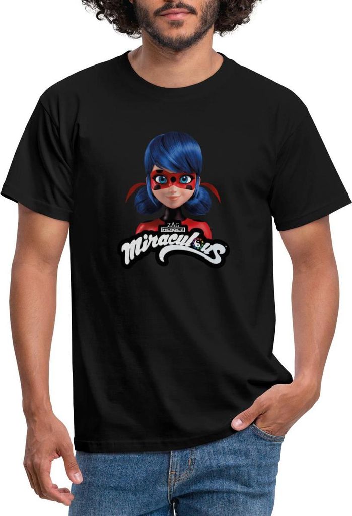 Spreadshirt Miraculous Ladybug Mit Logo Männer T-Shirt, 3XL, Schwarz