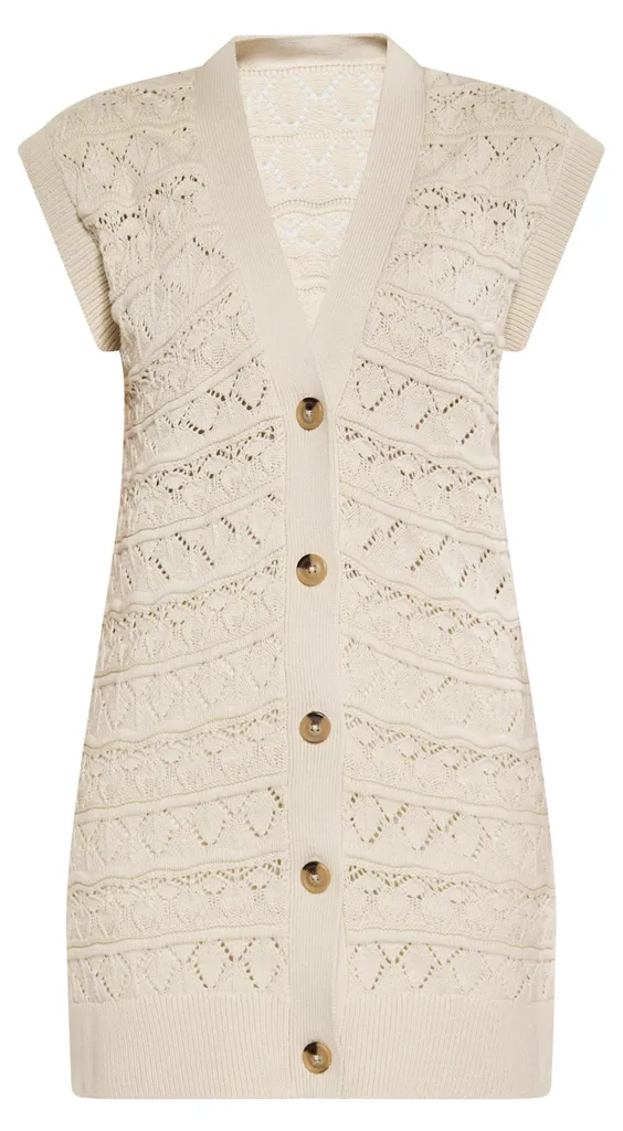 Gilet VIRITA pour femme - Cardigan Crème Foncé Taille XL en Maille Douce