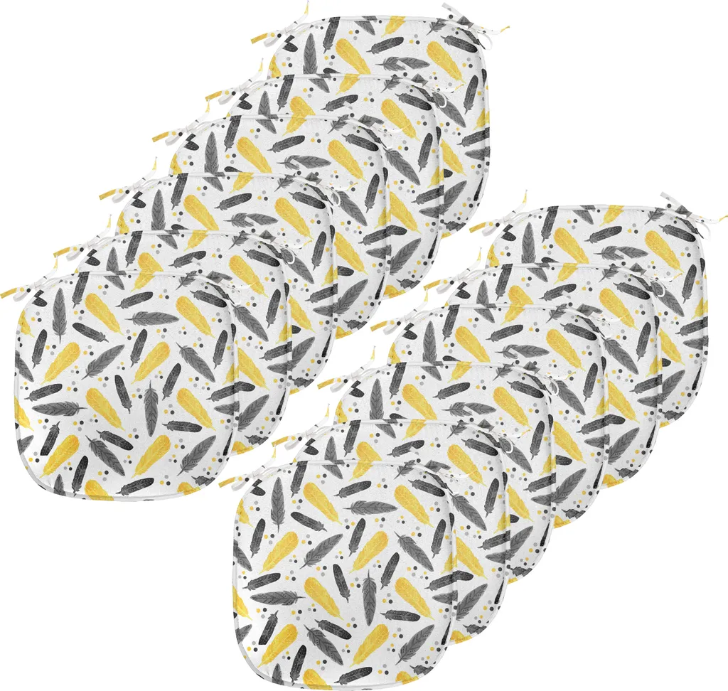 Coussins de chaise avec sangles lot de 12 motif plumes design exotique