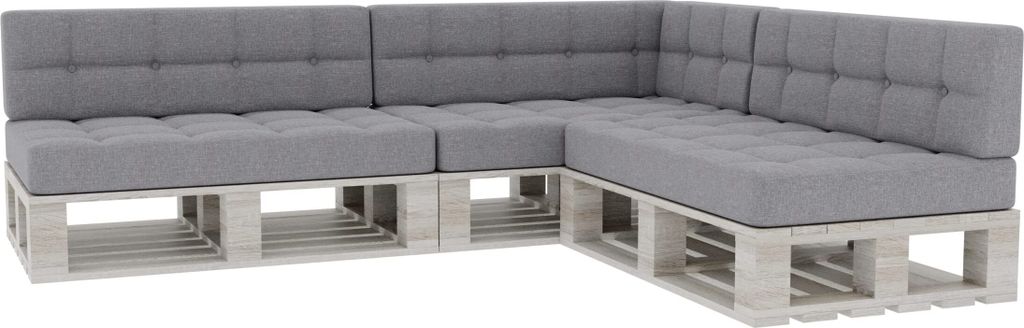 Palettenkissen, Palettenauflagen Sitzkissen Rückenlehne Gesteppt PFG 3xSet (Sitzkissen 120x80 +Rückenlehne 120x40), Grau)
