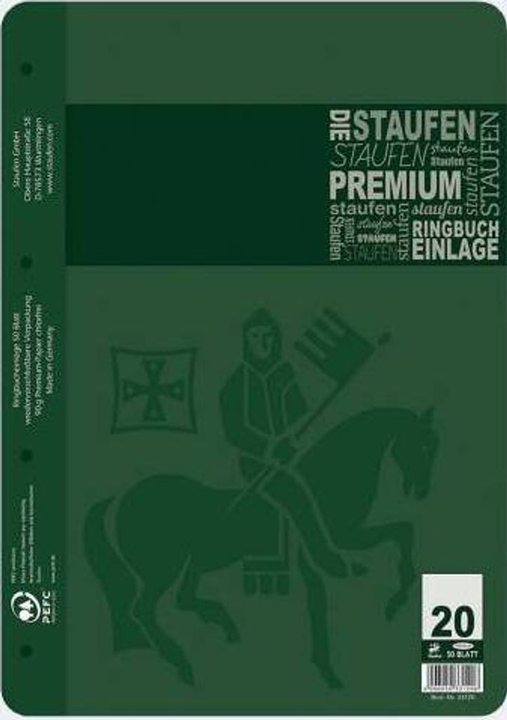 Staufen 734033120 Ringbucheinlage PREMIUM LIN 20 - A4, 90 g/qm, 50 Blatt