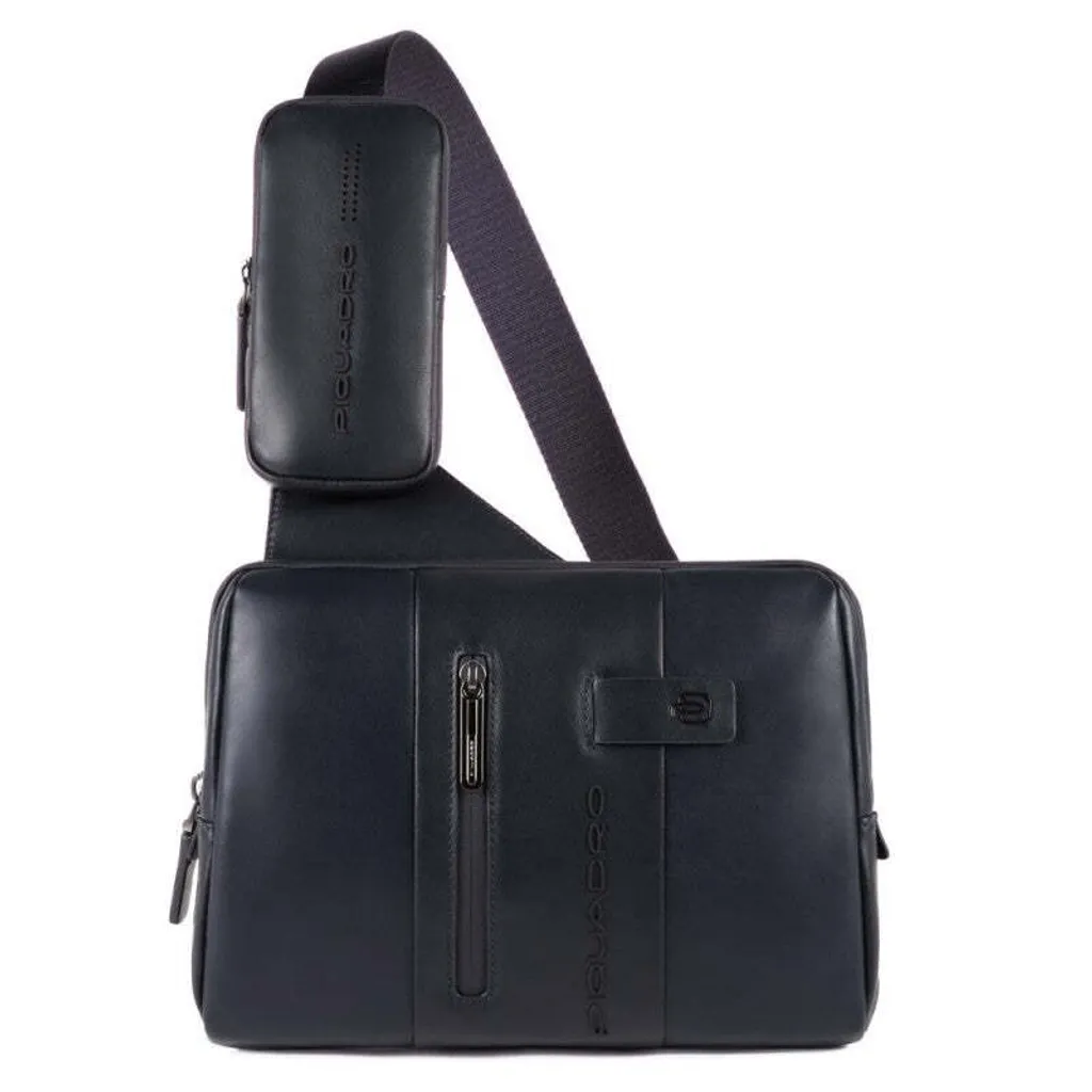 Sling bag Piquadro bleu en cuir véritable pour homme actif