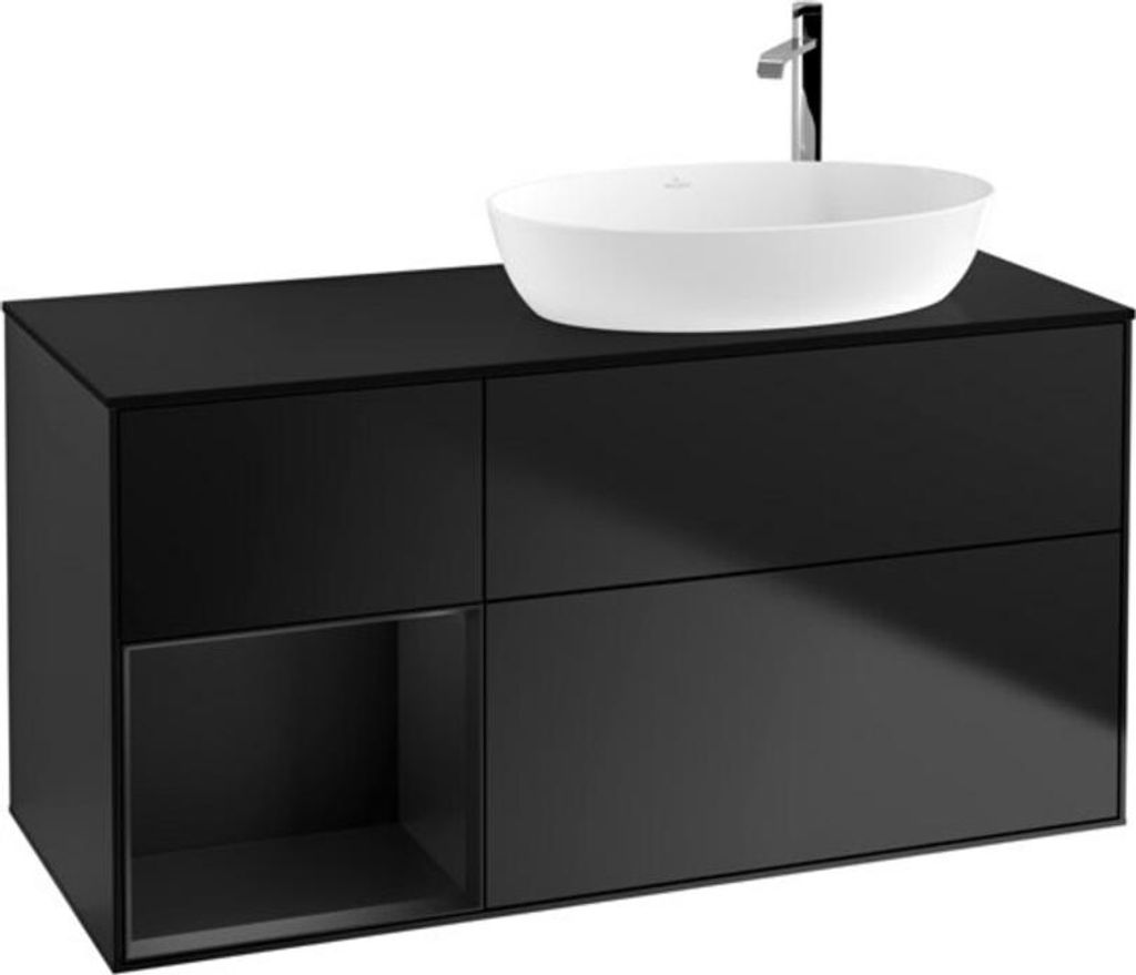 V&B Waschtischunterschrank Finion 120cm, Pl b m, Reg bla m Lac, bla m Lac