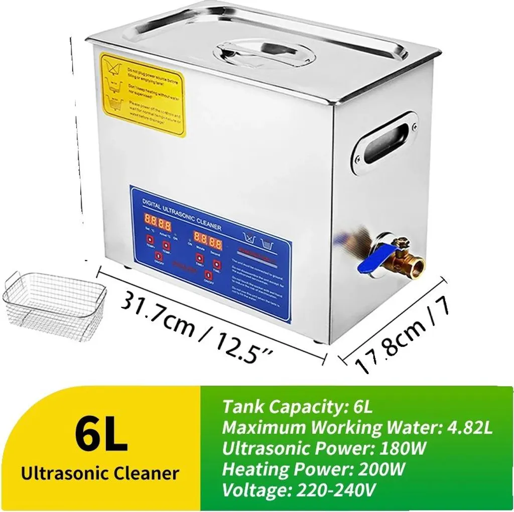 Nettoyeur ultrason 6L haute puissance 180W avec contrôle électronique