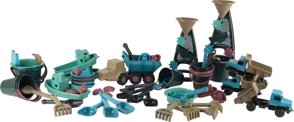 Set de sable Blue Marine Toys : Ensemble de jeux de plage bleu complet - 7