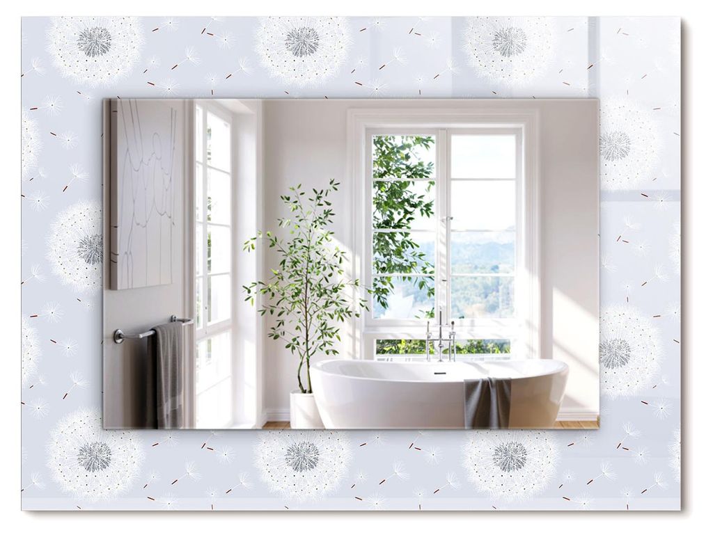 Geblasene Blumen – Rechteckiger Spiegel mit Druck 80x60 cm – Modern - Dekorativ für die Wand