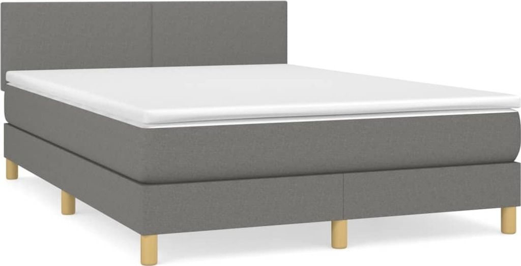 Boxspringbett mit Matratze Dunkelgrau 140x200 cm Stoff