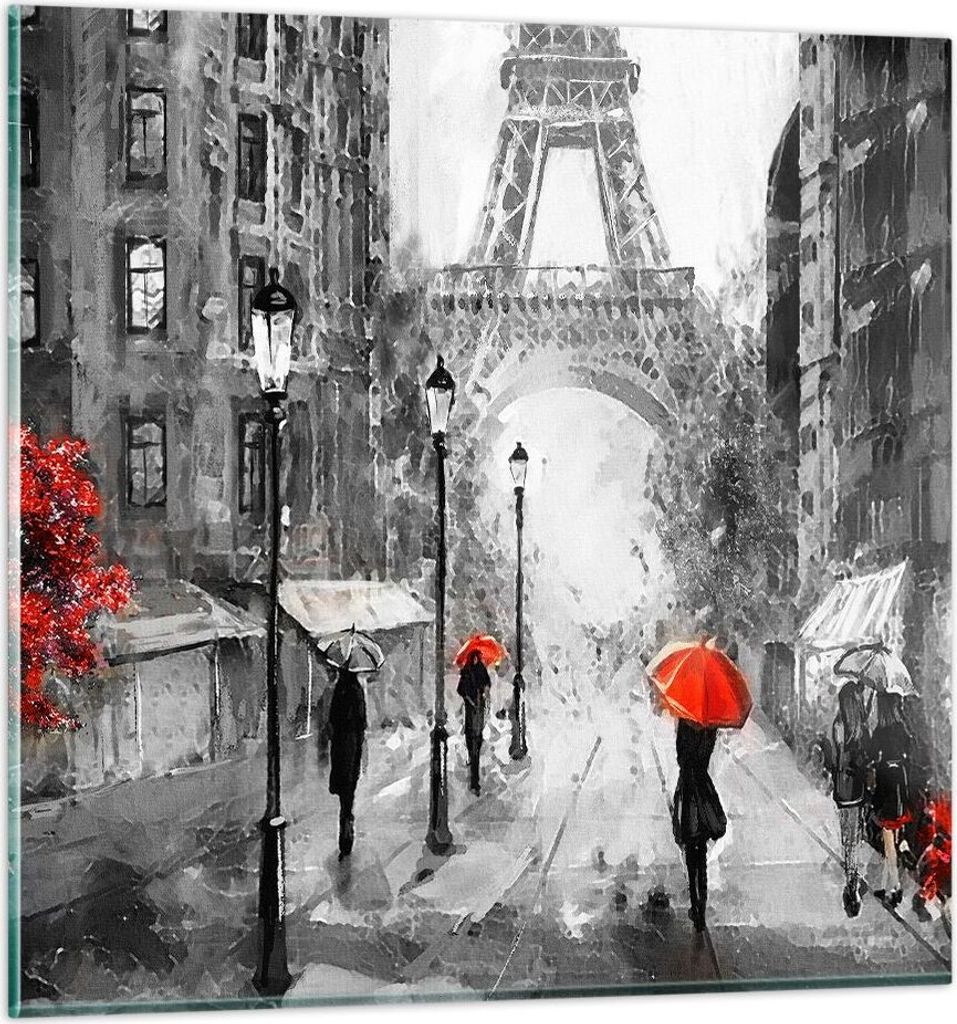 Bilder auf glas - Paris Stadt Zuhause - 70x70cm - Glasbilder - Wandbilder - Kunstdruck - zum Aufhängen bereit - Wanddekoration aus Glas - Glas Bil...