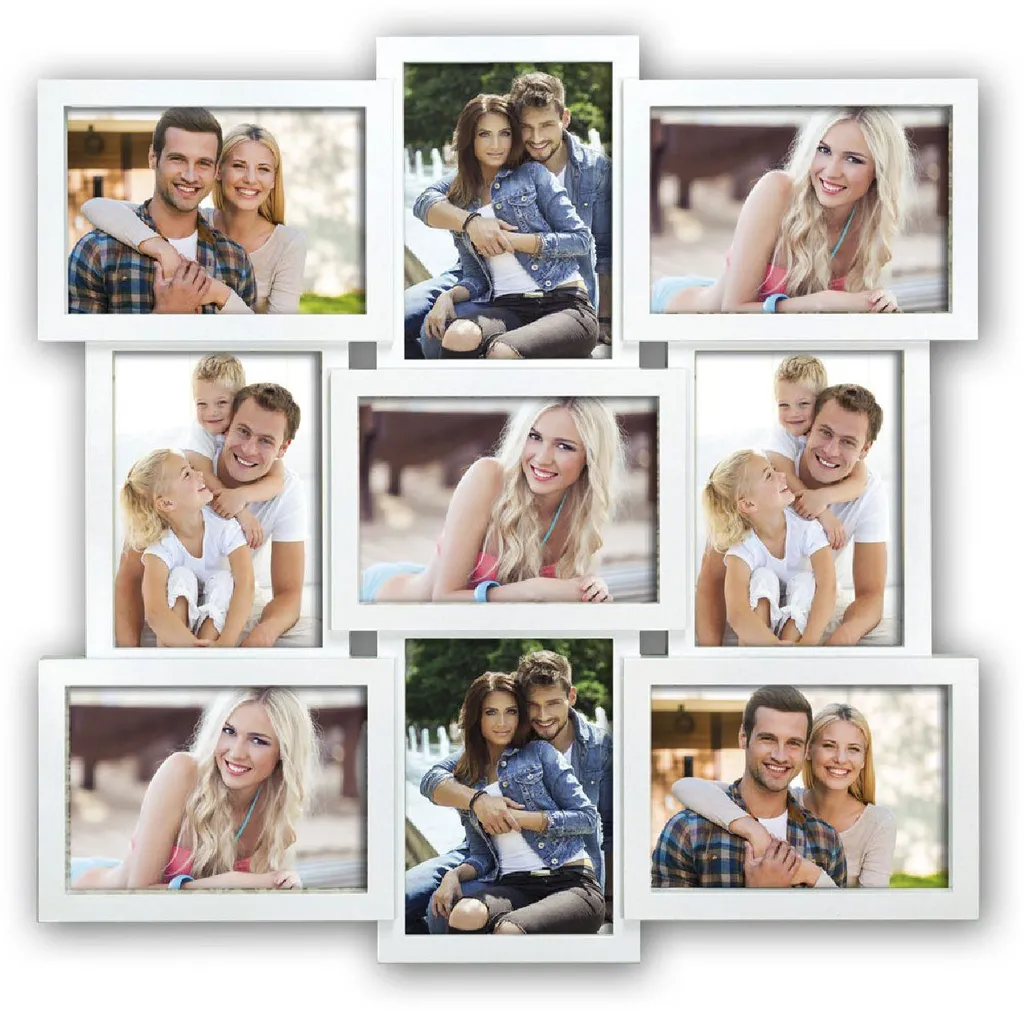 Cadre Photo Multi-vues Blanc SANTANDER : Idéal pour 9 Photos 13x18