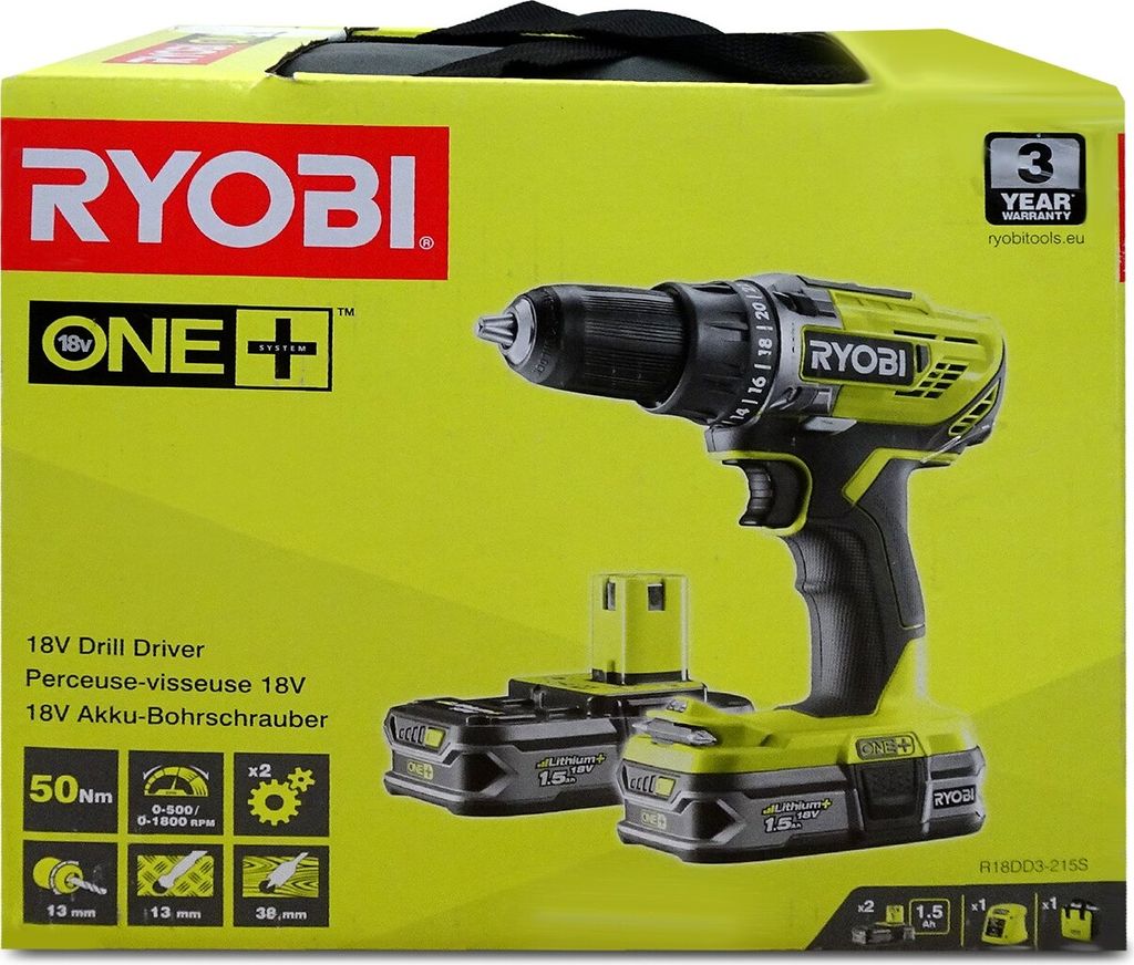 RYOBI R18DD3-215S Akku Bohrschrauber 18 V 50 Nm ( Produktbild 