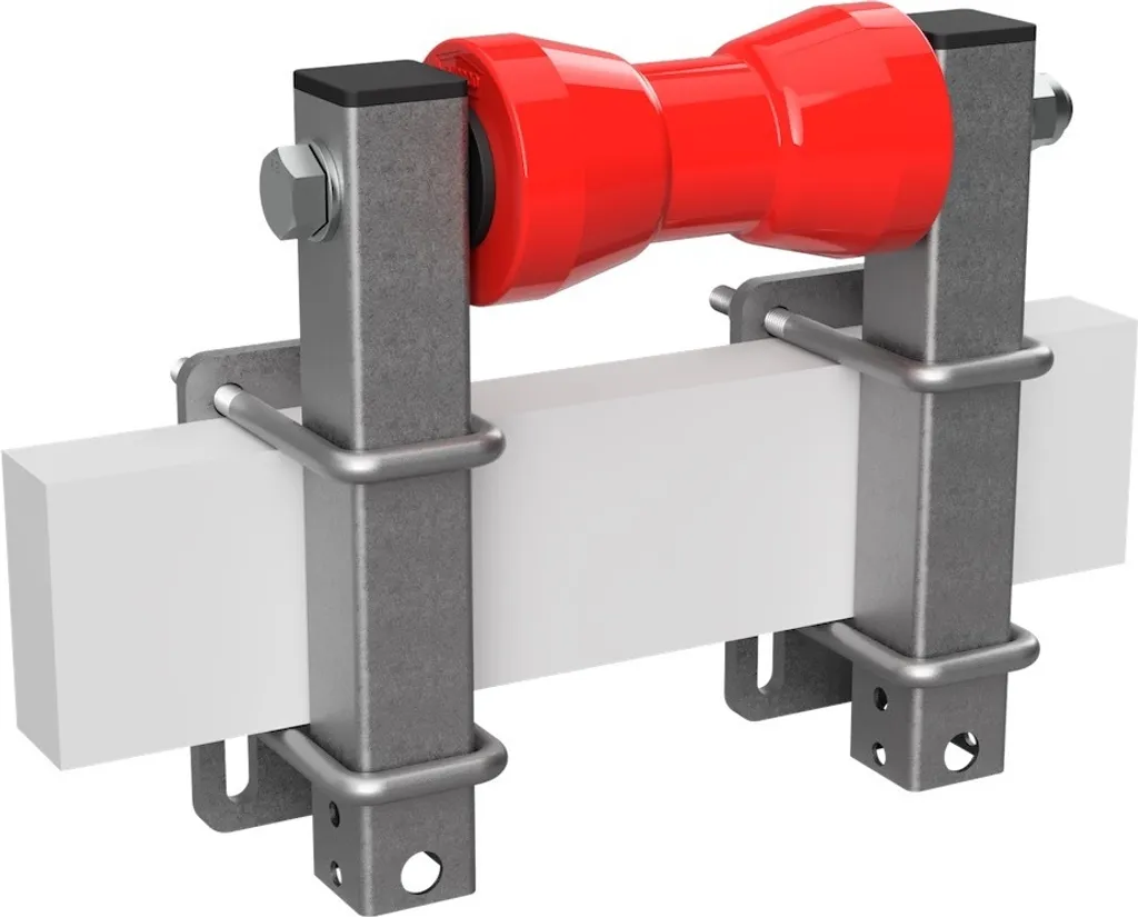Rullo di chiglia in poliuretano con supporti rotolo rimorchio per barca zincato SUPROD, B=160, L=250 mm, rosso - 1