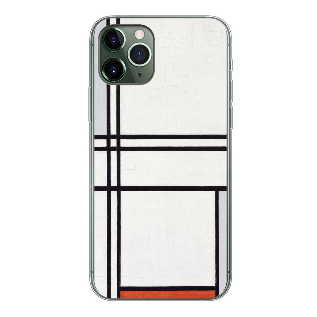 MuchoWow Handyhülle Schutzhülle Hülle für iPhone 11 Pro Komposition 1 mit Rot und Grau - Piet Mondrian Silikon Softcase Handy Hülle - Handy