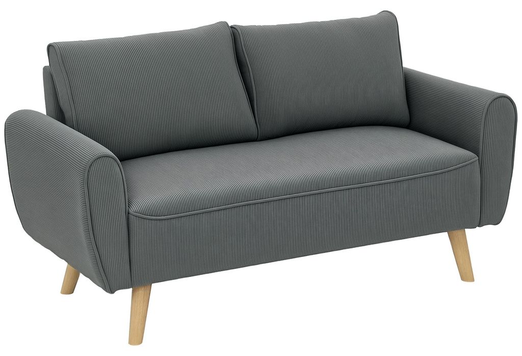 HOMCOM Zweisitzer Sofa mit 2 Kissen Polstersofa mit 54cm Produktbild 