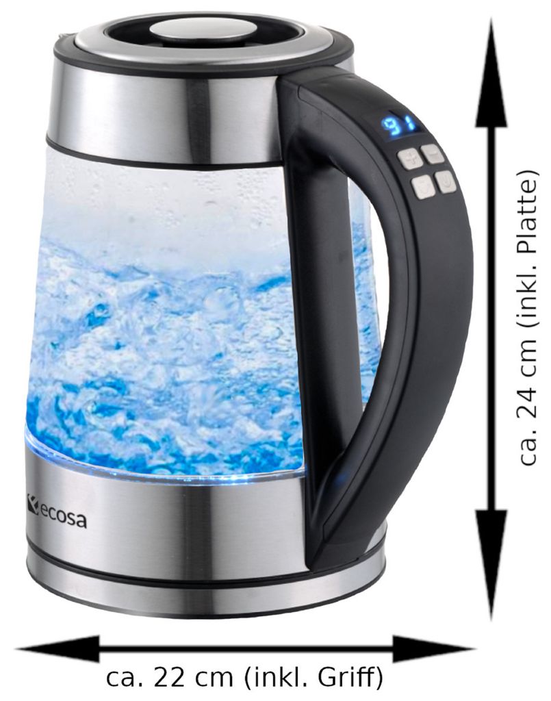 1,7L Wasserkocher mit Temperatureinstellung LCD Display Edelstahl BPA-Frei Tee 