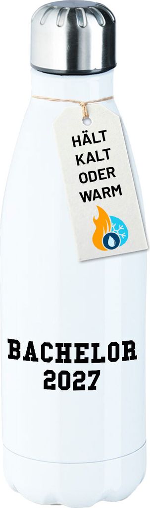 Huuraa Edelstahl-Trinkflasche Bachelor 2027 Abschluss Geschenk 500ml White Wasserflasche Bachelor 2027 Präsent