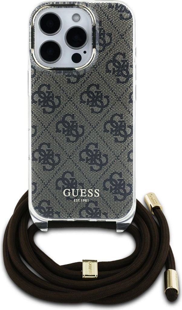Guess GUHCP16XHC4SEW iPhone 16 Pro Max 6.9" braun hardcase Crossbody Cord 4G Print Schutzhülle