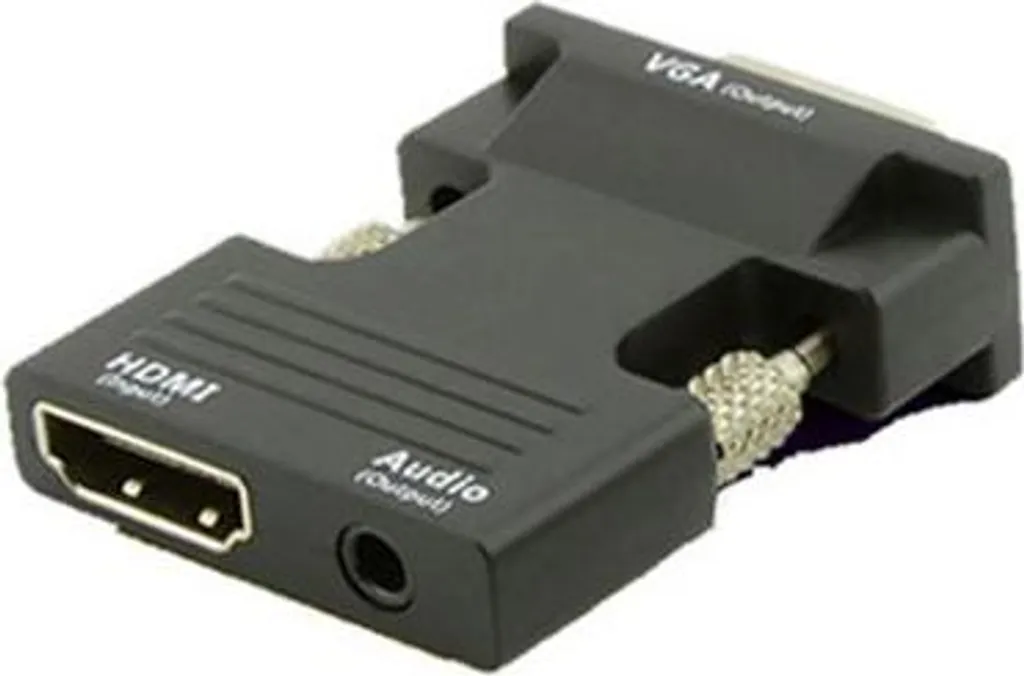 Convertisseur HDMI vers VGA avec sortie audio Jack - Adaptateur Noir