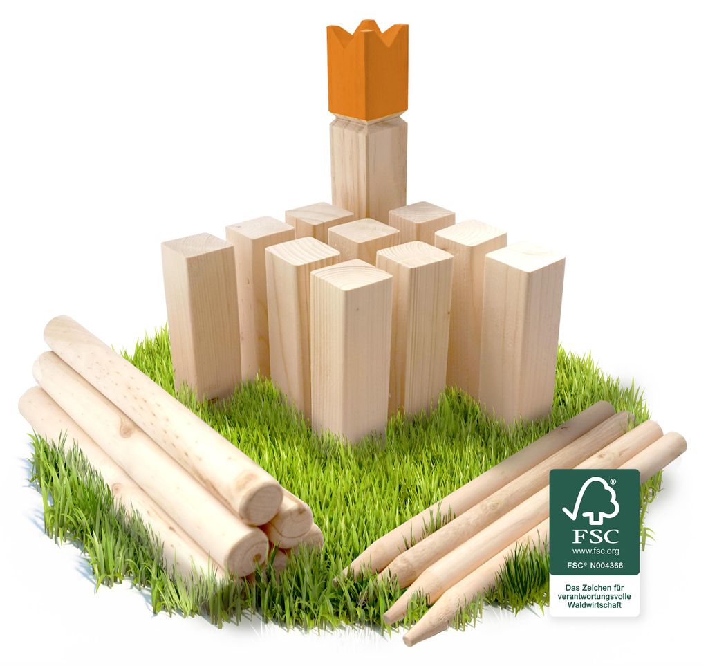 Ocean 5 Kubb 25 x 4,7 cm goldene Krone - Wurfspiel Produktbild 