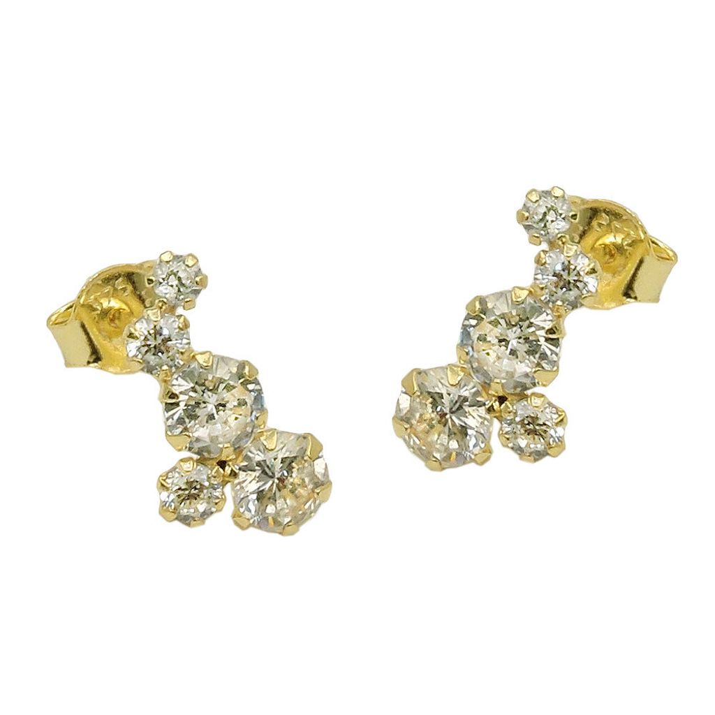 Ohrstecker Ohrring 12x6mm Bogen je 5 Zirkonias 9Kt GOLD Produktbild 