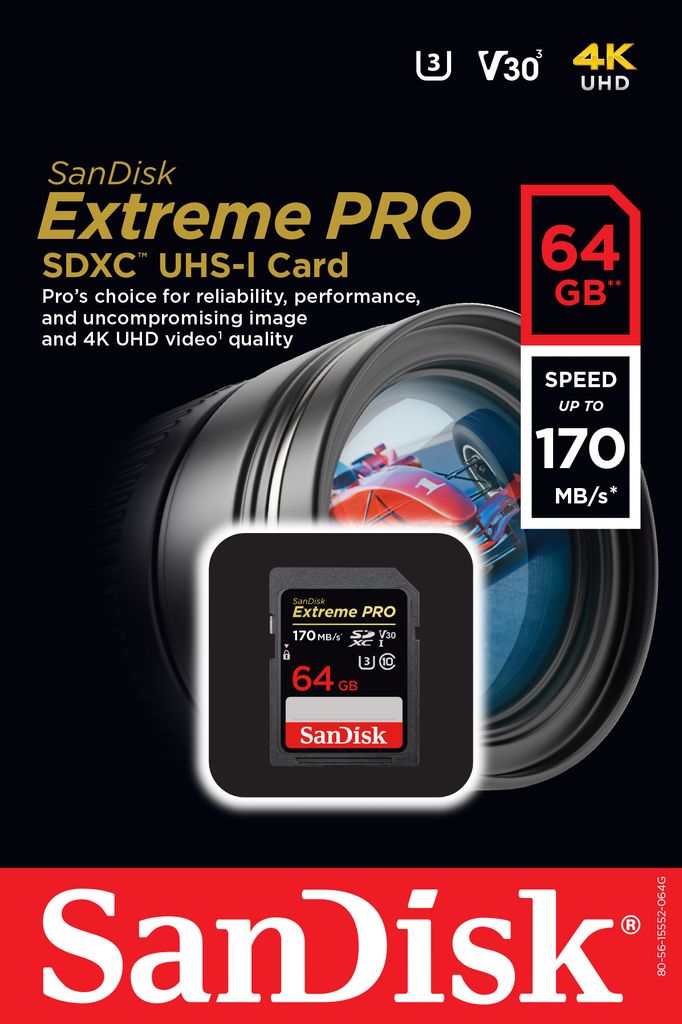 SanDisk Extreme Pro Speicherkarte SDXC 64 GB 170 MB/s UHS-I Produktbild 
