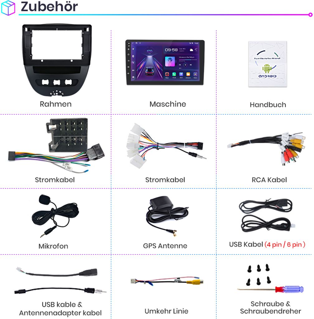 10" Android 12 Autorádio Carplay GPS Navi WiFi BT DAB+ SWC Obrázok produktu 16