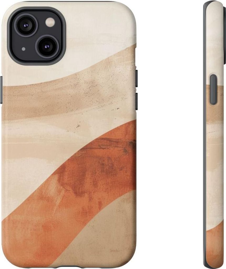 Abstrakte Terrakotta- und Beigetöne mit geschwungenen Formen – Hülle Kompatibel mit iPhone 14 Plus