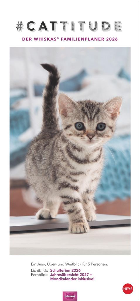 Whiskas Familienplaner 2026, 5 Spalten, 21 x 45 cm, Produktbild 
