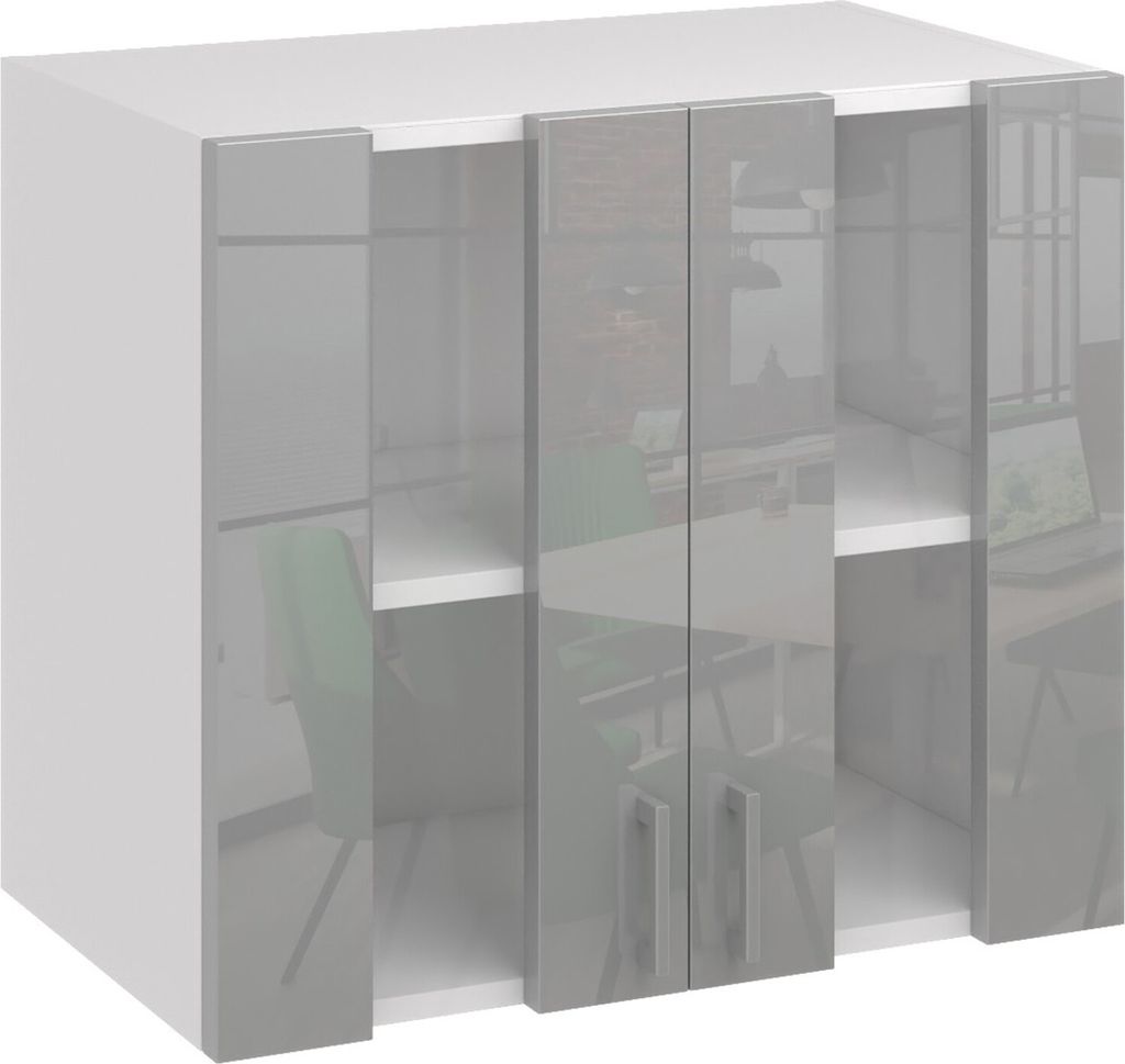 Roe Furniture | Küchenhängeschrank 80 cm - Grau – Glanzgrau Produktbild 